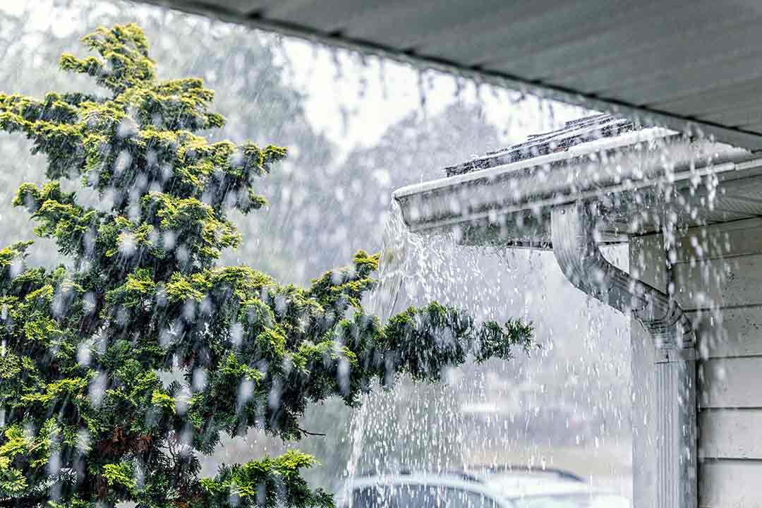 House flooded by rainy roof